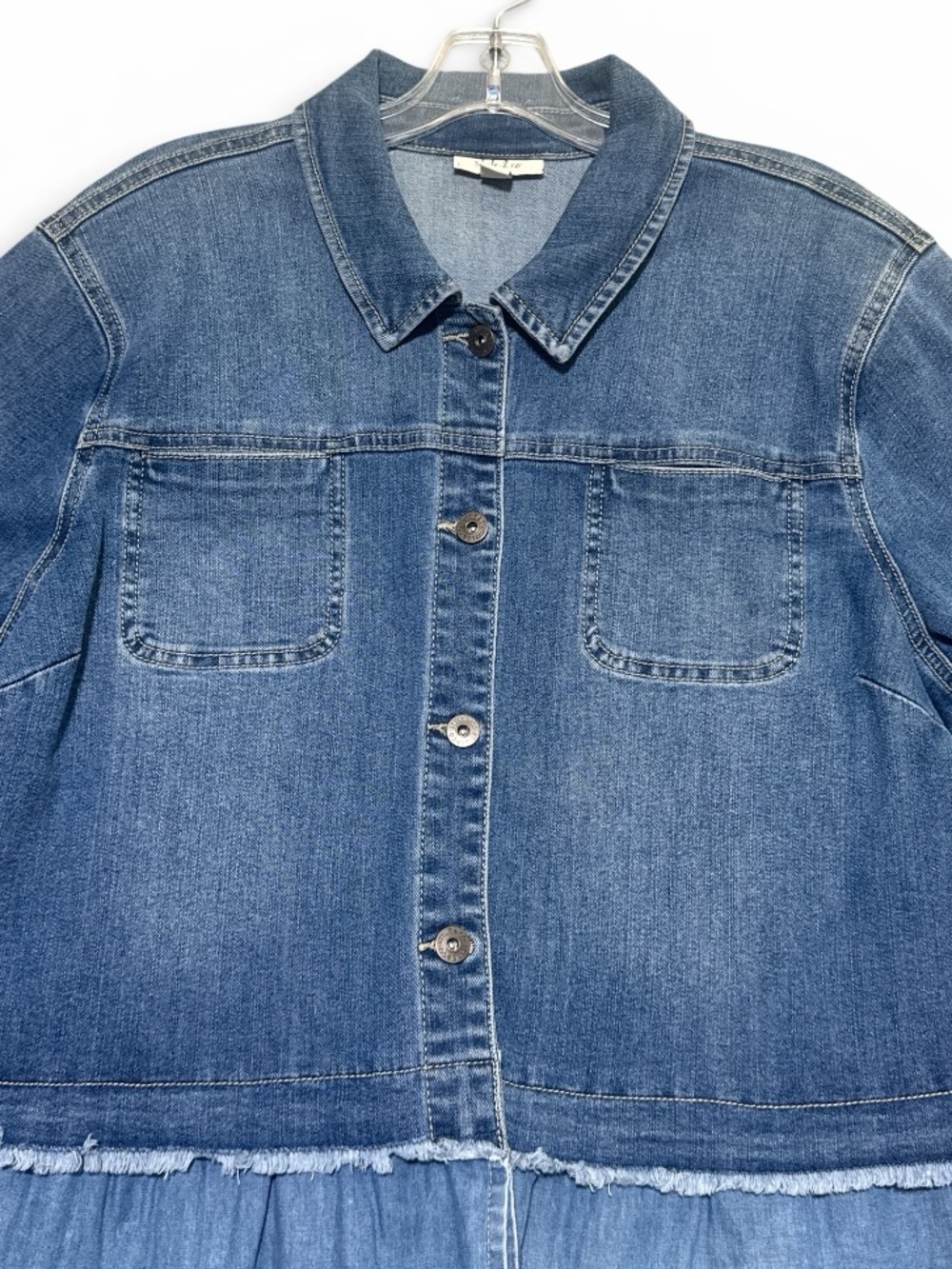 Style & Co. Blue Denim Peplum Ruffle Sleeve Jean Jacket Sz XL - Picture 5 of 10